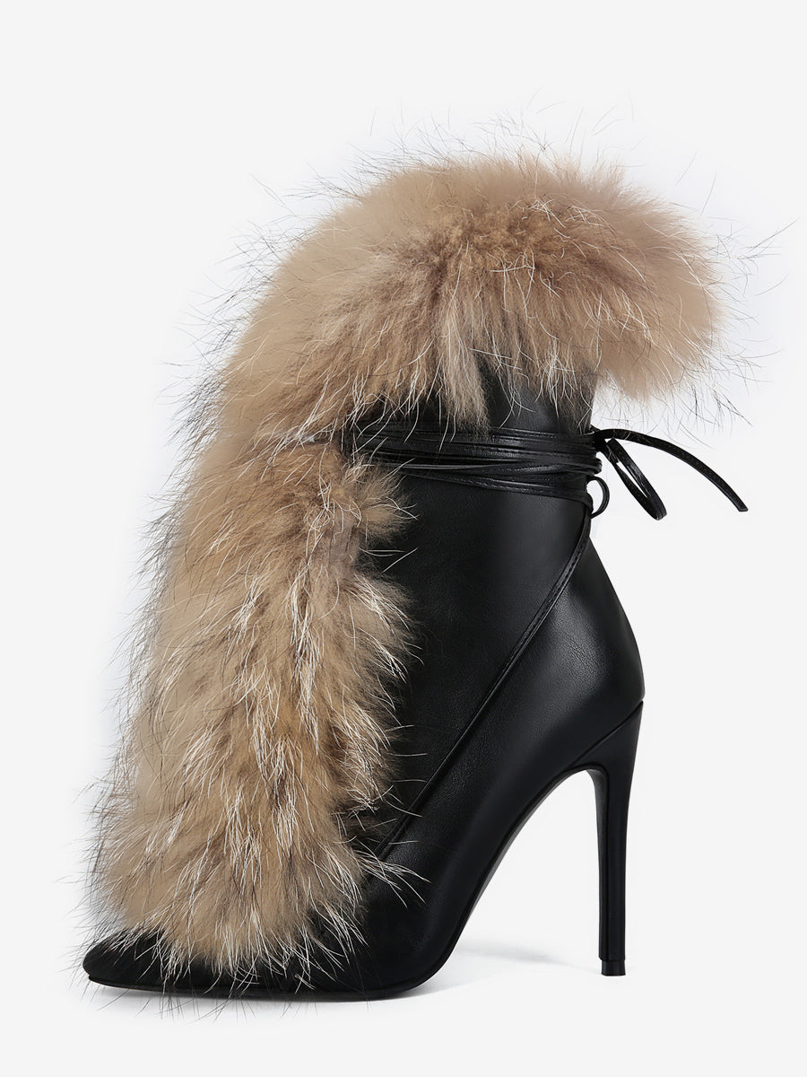 black fur ankle boots — view 1