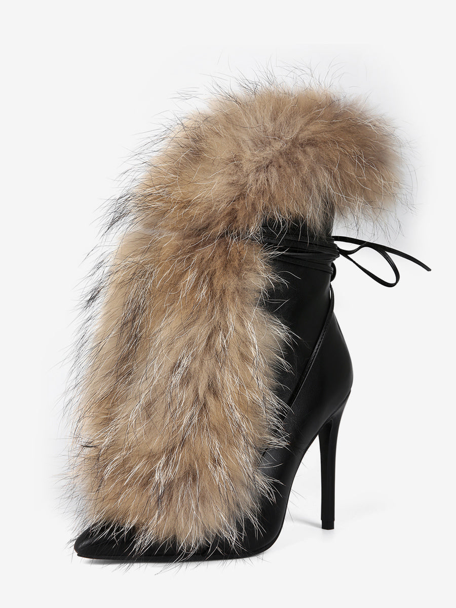 black fur ankle boots — view 2