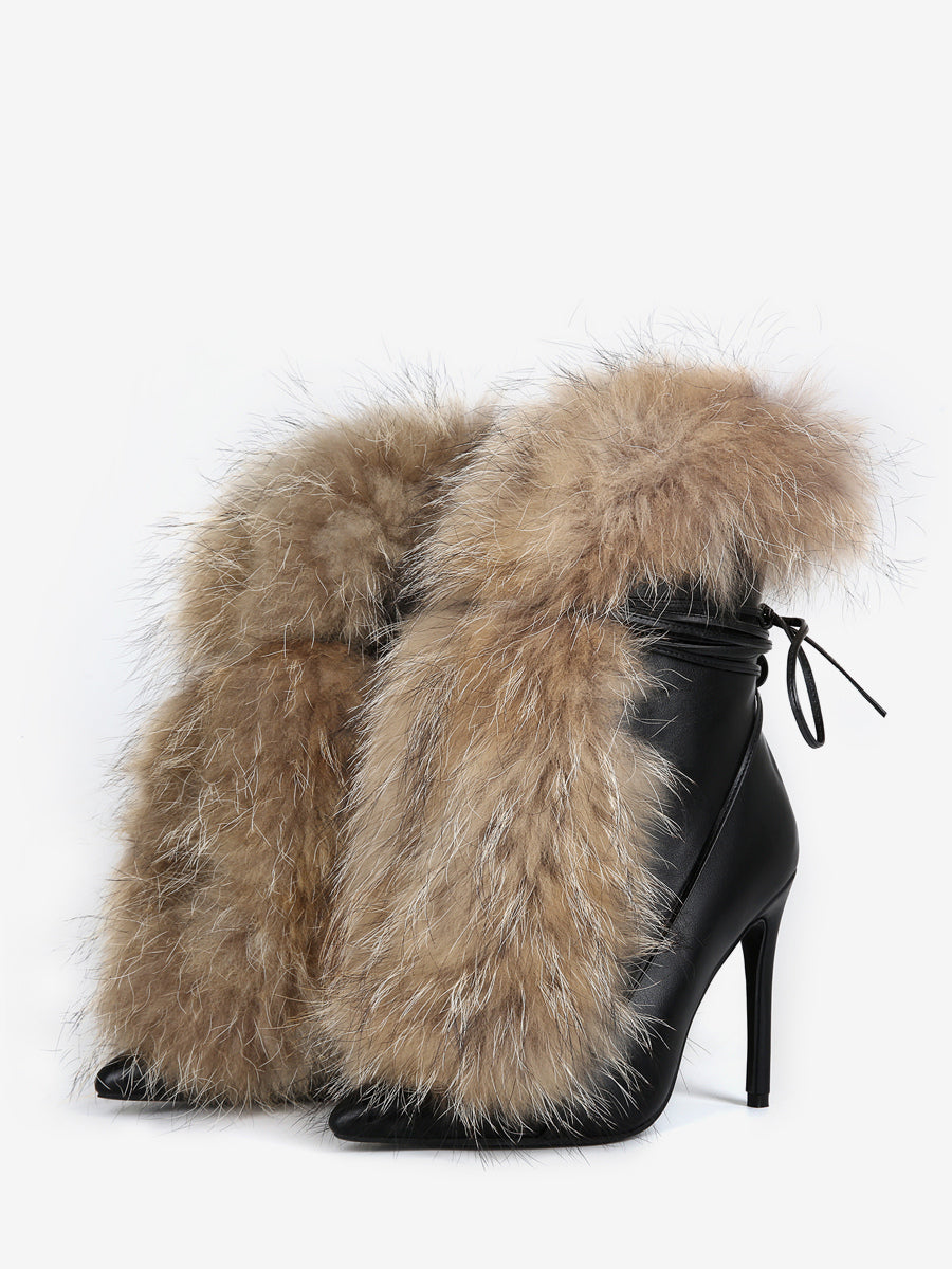 black fur ankle boots — view 3