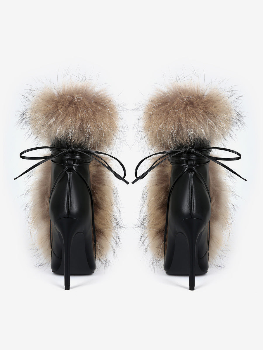 black fur ankle boots — view 4