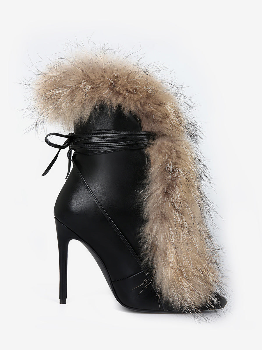 black fur ankle boots — view 5