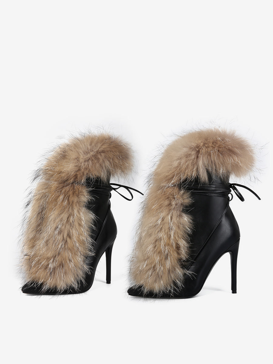 black fur ankle boots — view 6