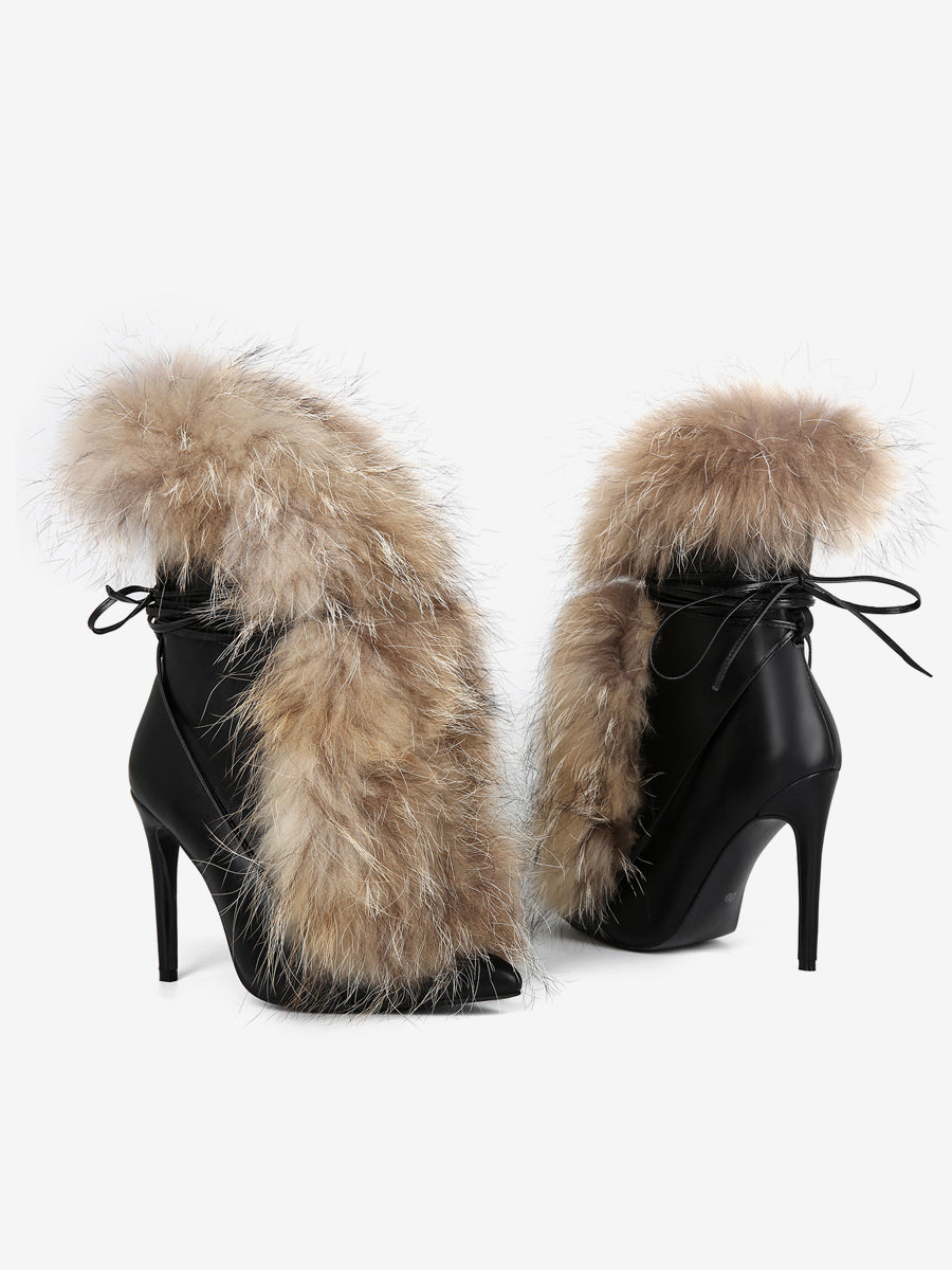 black fur ankle boots — view 7