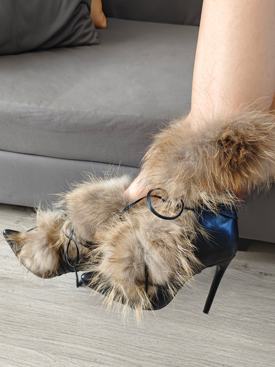 black fur ankle boots — view 8