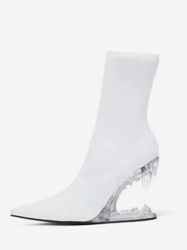 Red Pointed-Toe Wedge Ankle Boots — view 3