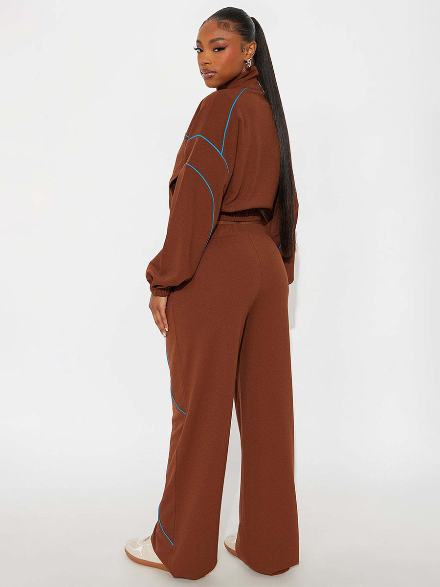 Navy Zip Wide-Leg Two-Piece Set — view 2