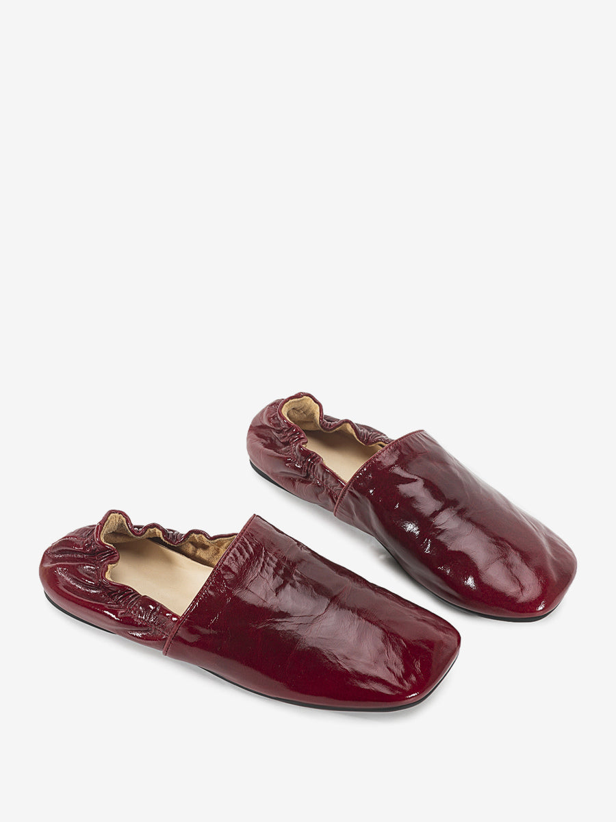 burgundy square toe slip on ballet flats — view 7