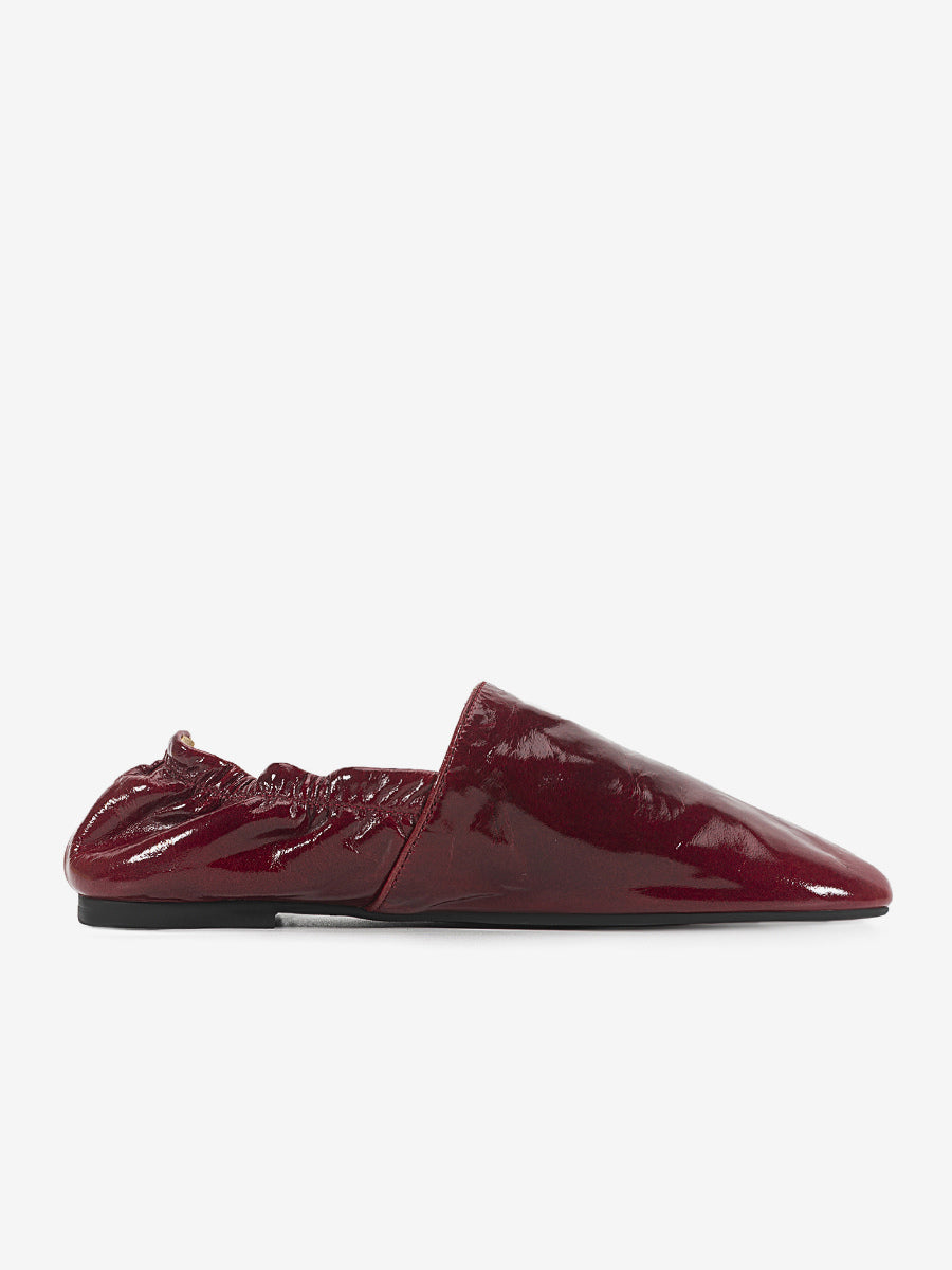 burgundy square toe slip on ballet flats — view 6