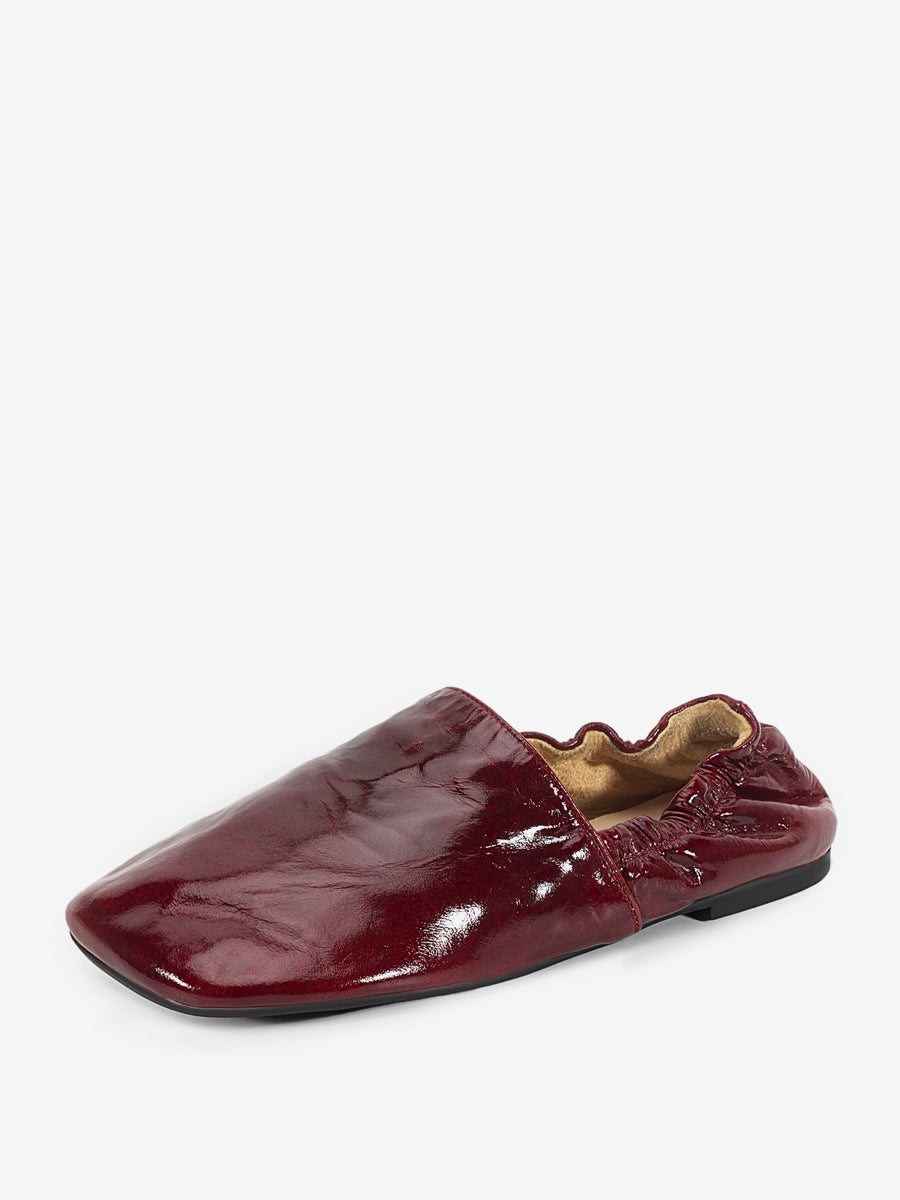 Burgundy Square-Toe Slip-On Ballet Flats — view 4