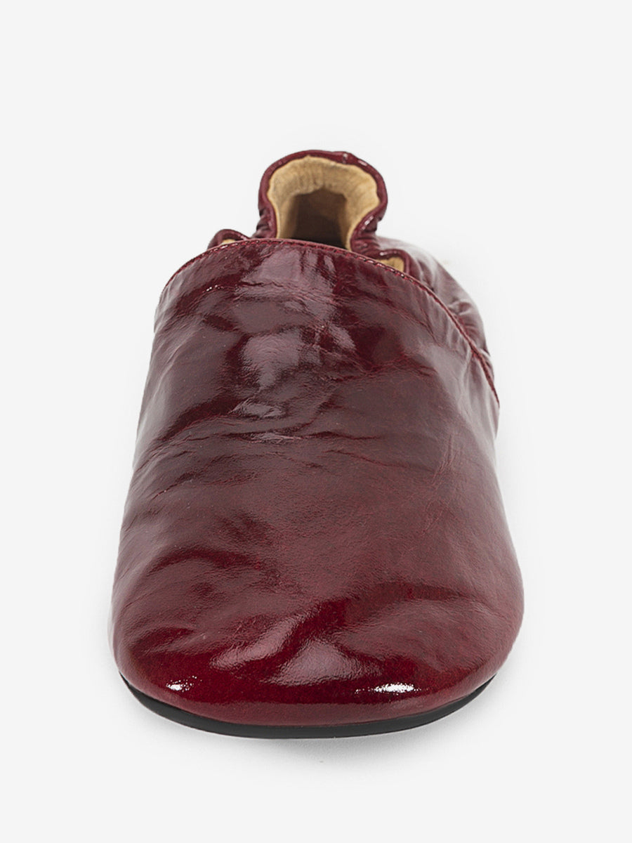 burgundy square toe slip on ballet flats — view 3