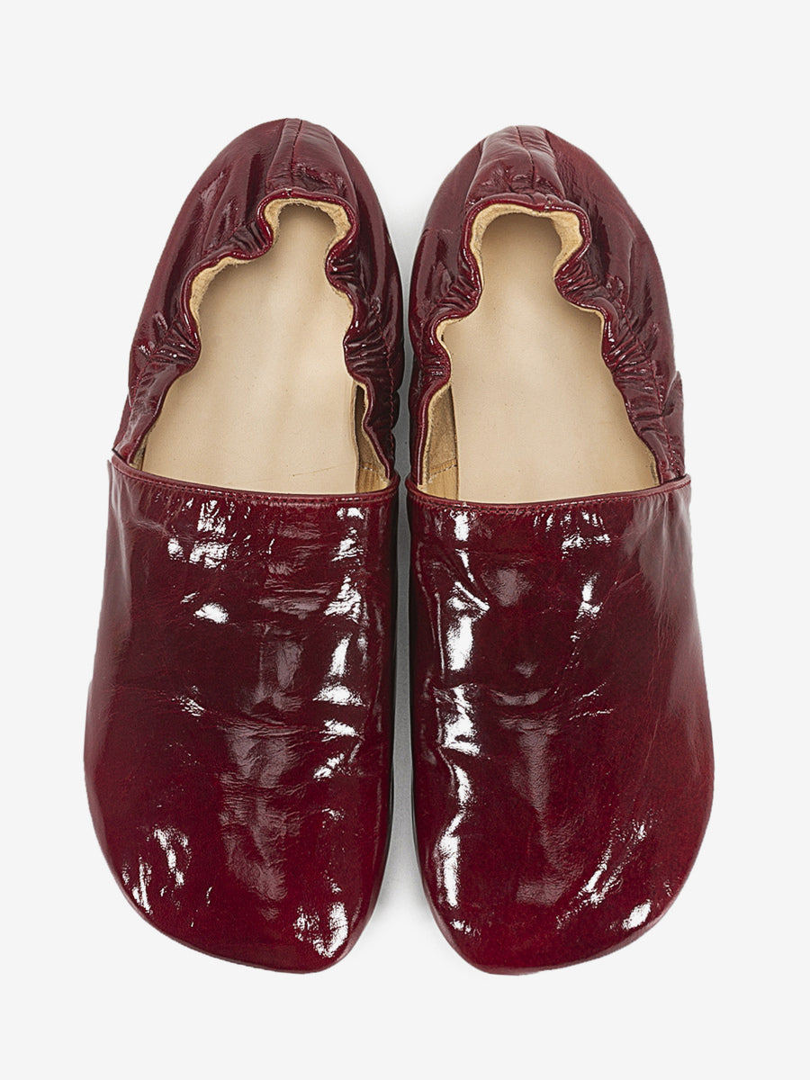 burgundy square toe slip on ballet flats — view 2