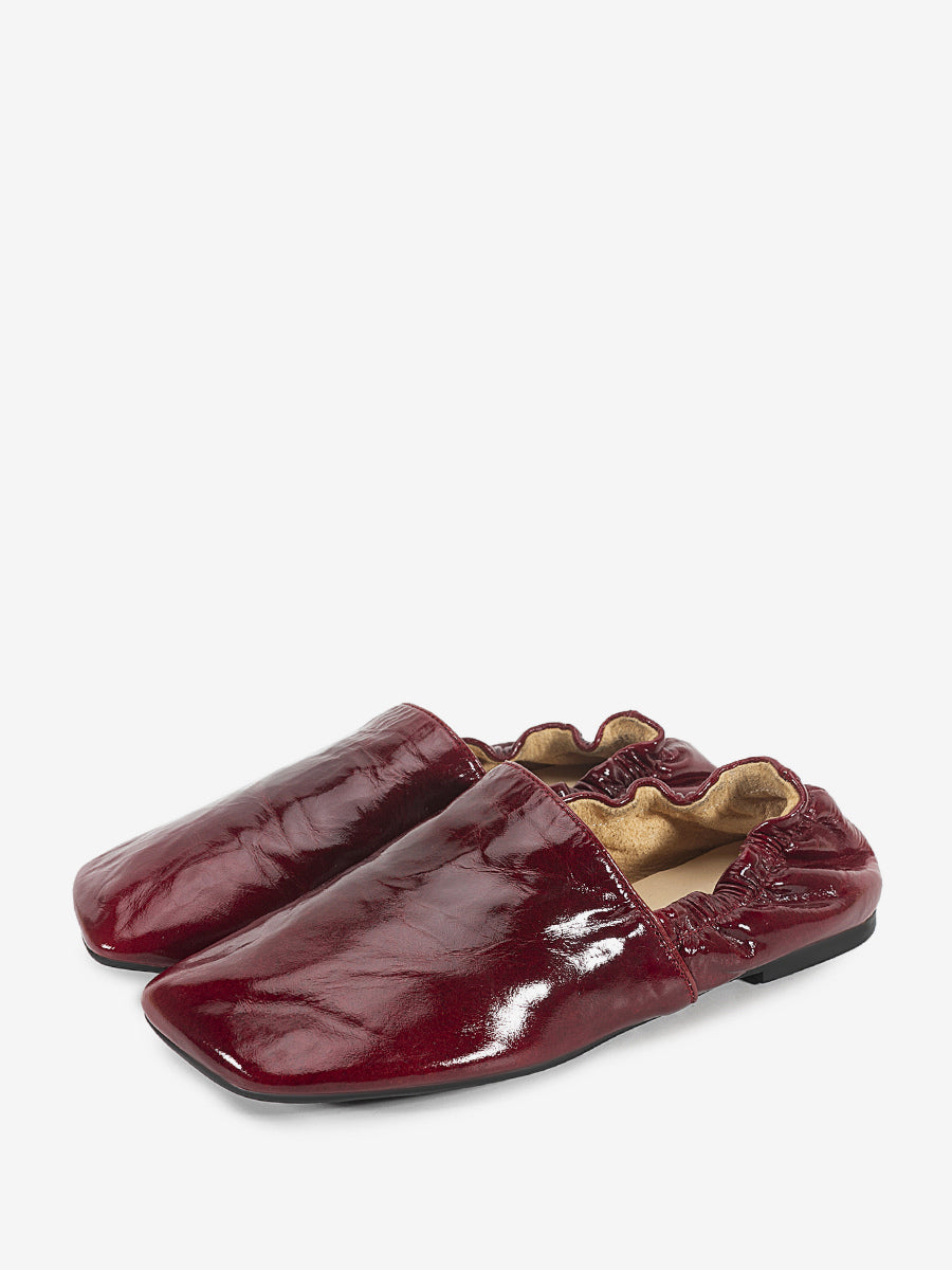 burgundy square toe slip on ballet flats — view 1