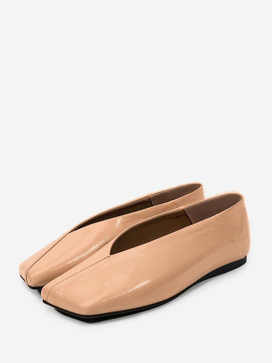 green square toe slip on ballet flats — view 6