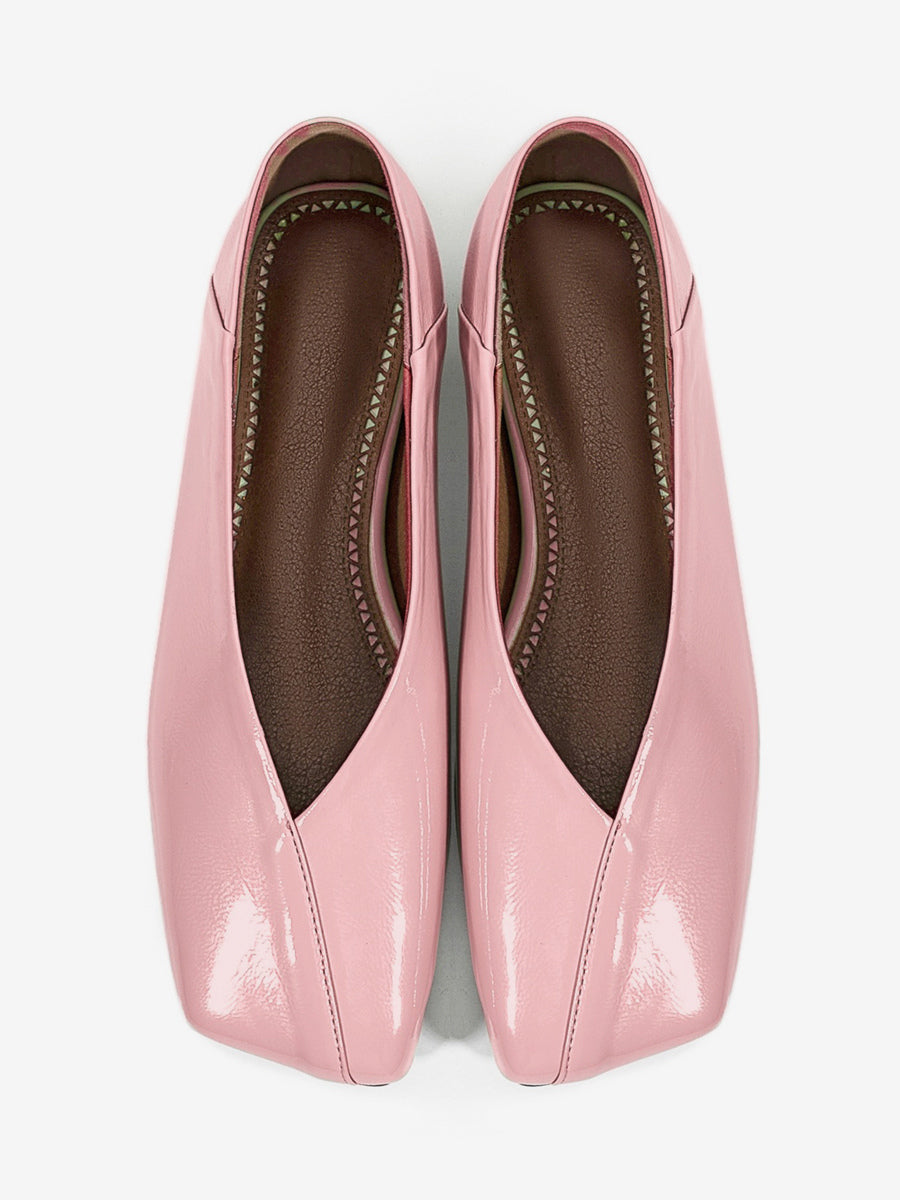 green square toe slip on ballet flats — view 12