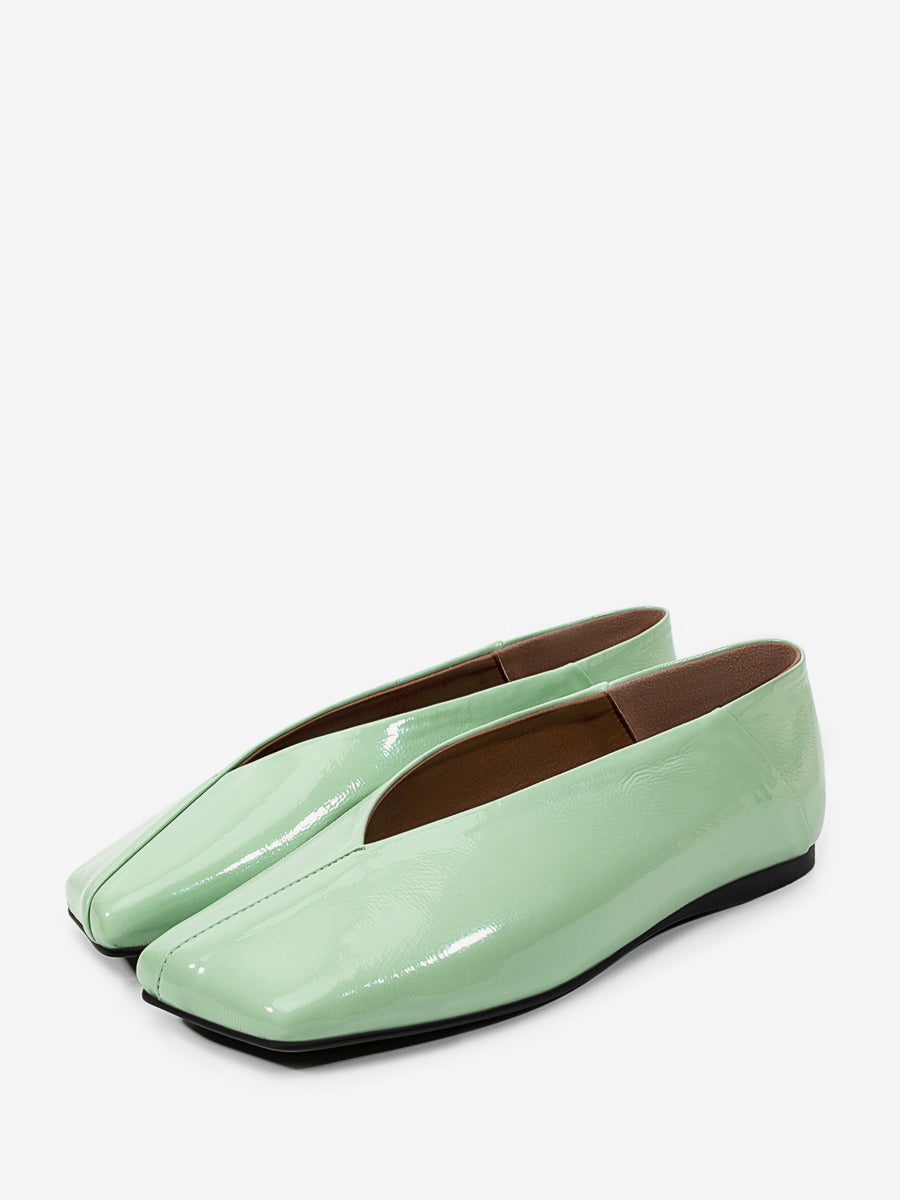 Green Square-Toe Slip-On Ballet Flats — view 1