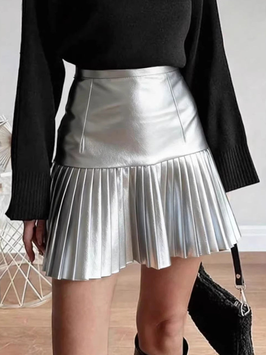 Black Pleated High-Waisted Mini Skirt — view 5