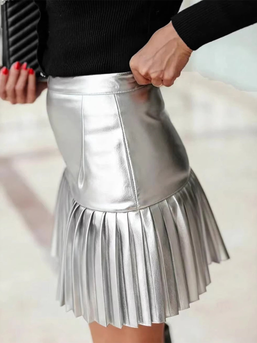 Black Pleated High-Waisted Mini Skirt — view 6