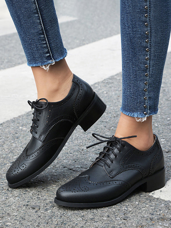 Brown Round-Toe Lace-Up Loafers — view 5