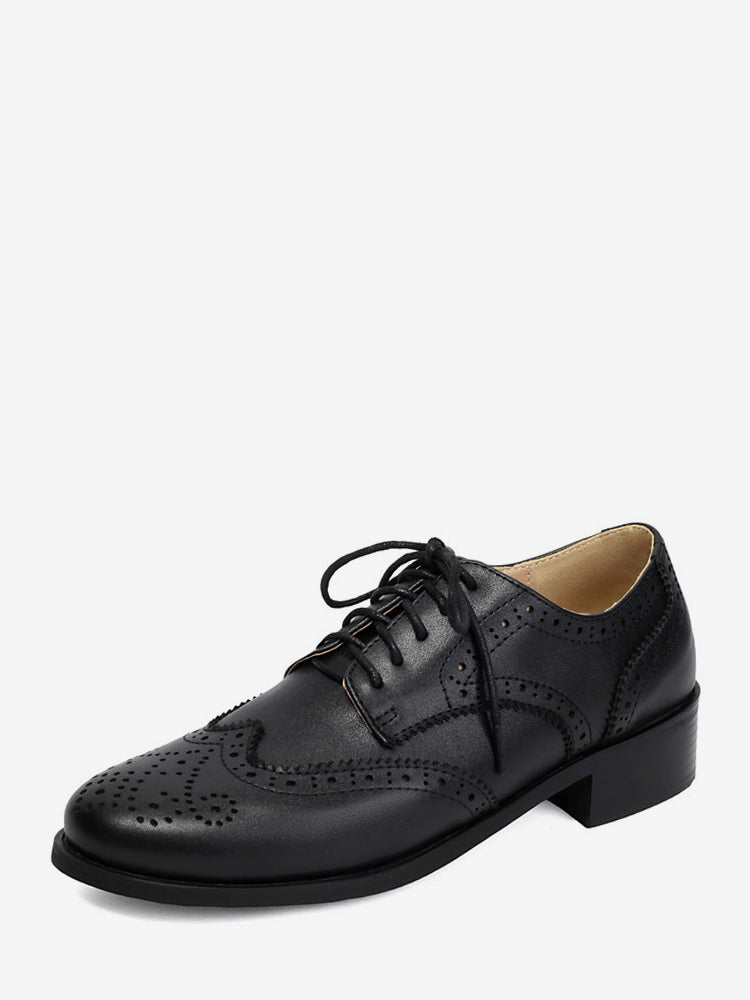Brown Round-Toe Lace-Up Loafers — view 4