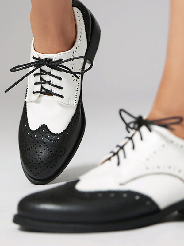 Brown Round-Toe Lace-Up Loafers — view 3