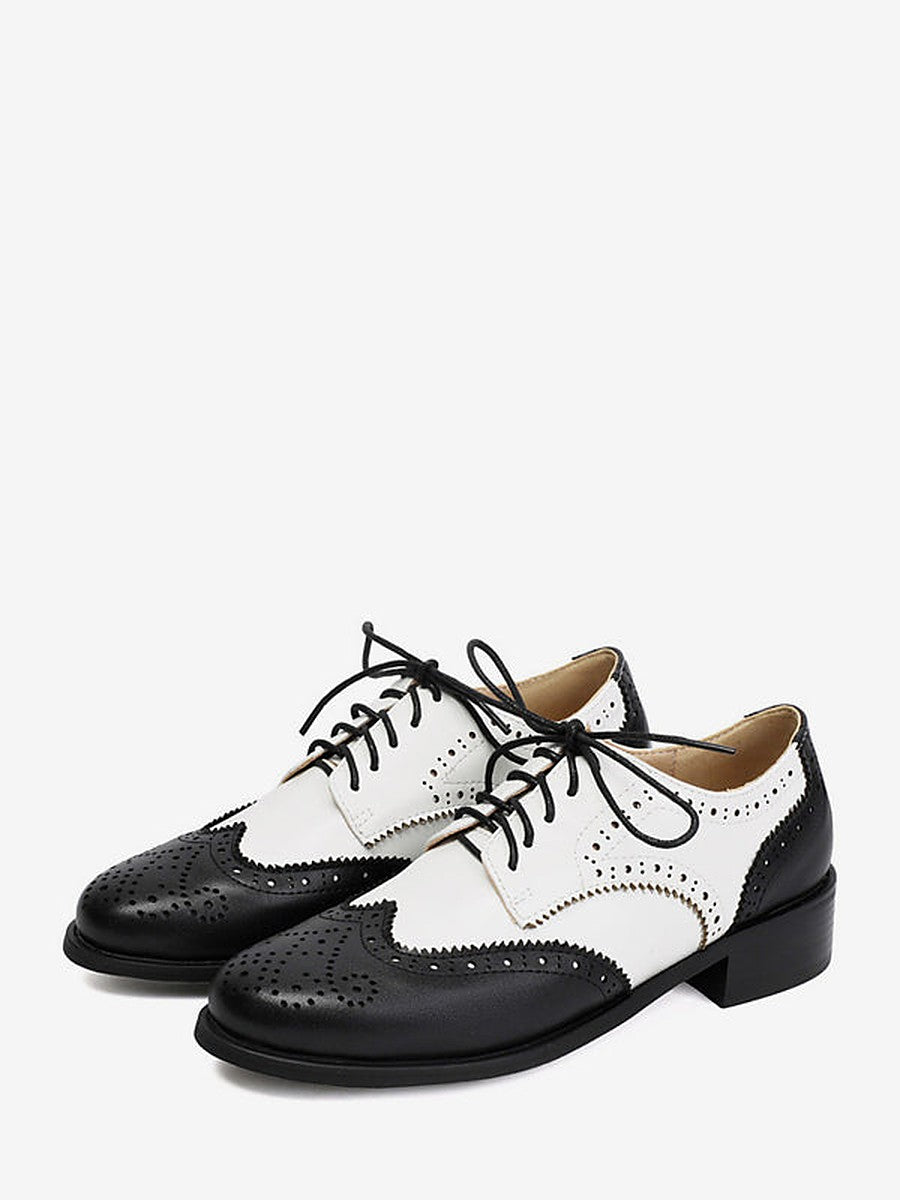 Brown Round-Toe Lace-Up Loafers — view 1