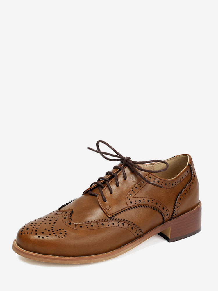 Brown Round-Toe Lace-Up Loafers — view 8