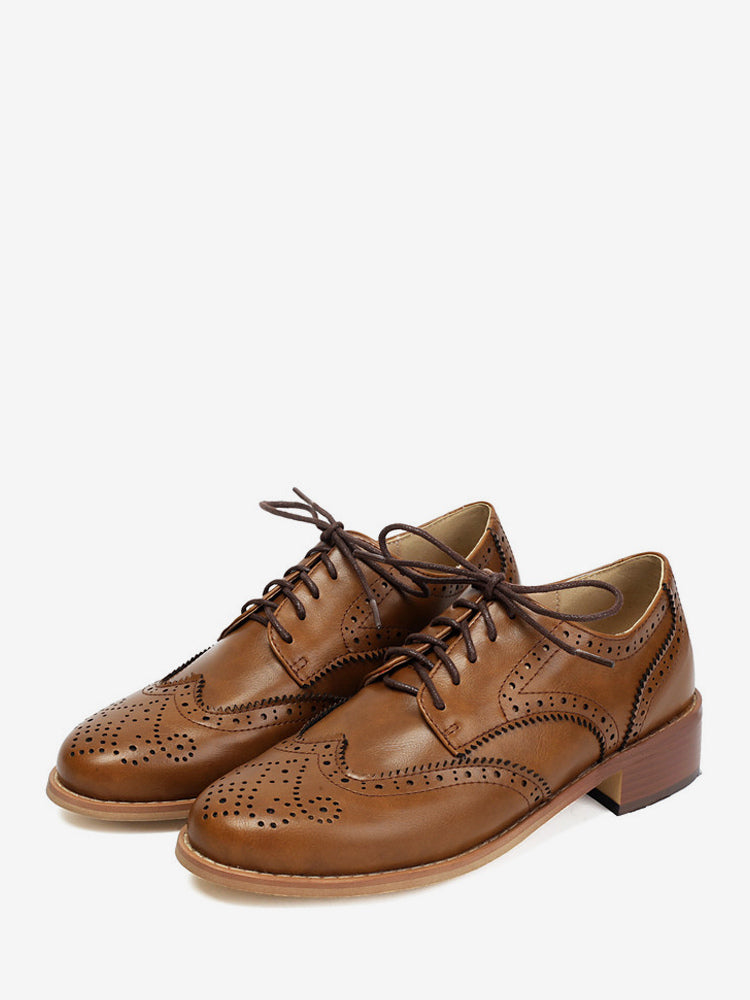 Brown Round-Toe Lace-Up Loafers — view 7