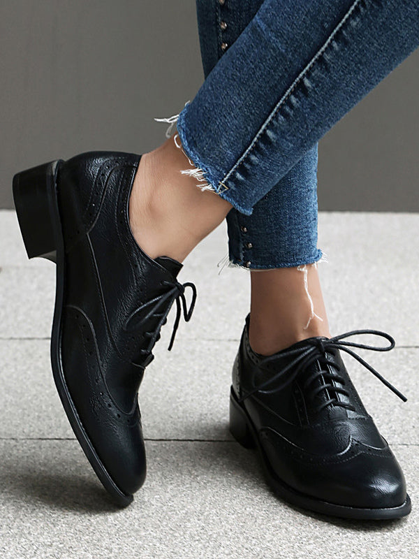 brown round toe lace up loafers — view 11