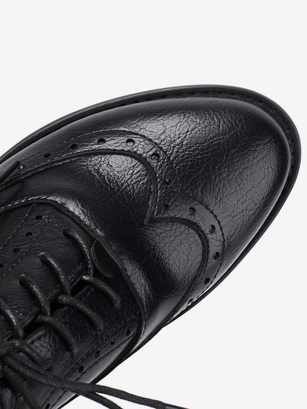 Brown Round-Toe Lace-Up Loafers — view 3
