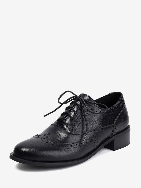 Brown Round-Toe Lace-Up Loafers — view 2