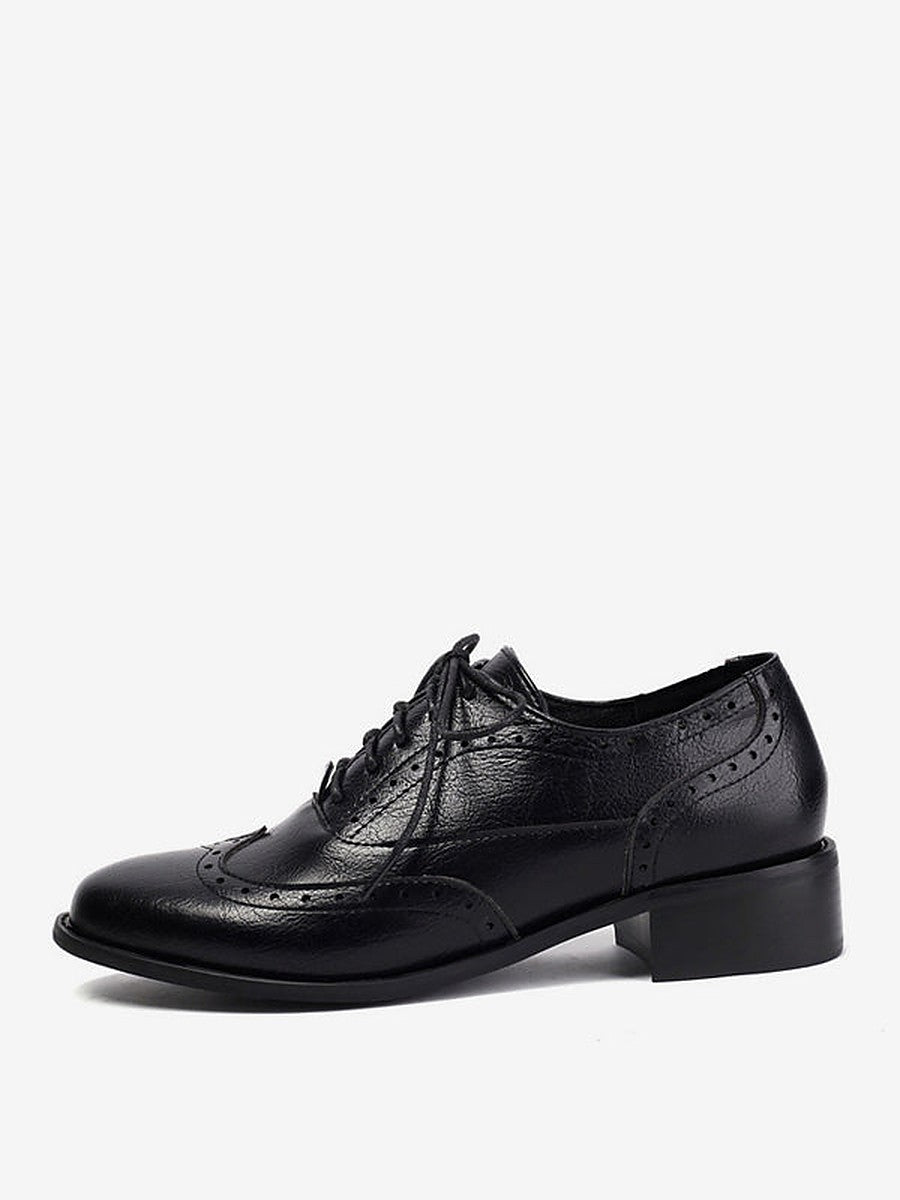 Brown Round-Toe Lace-Up Loafers — view 1
