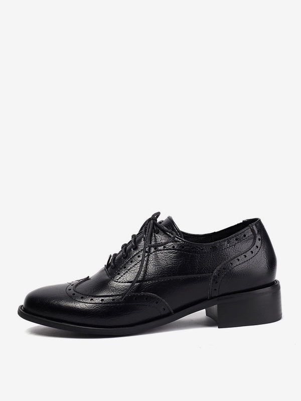 brown round toe lace up loafers — view 1