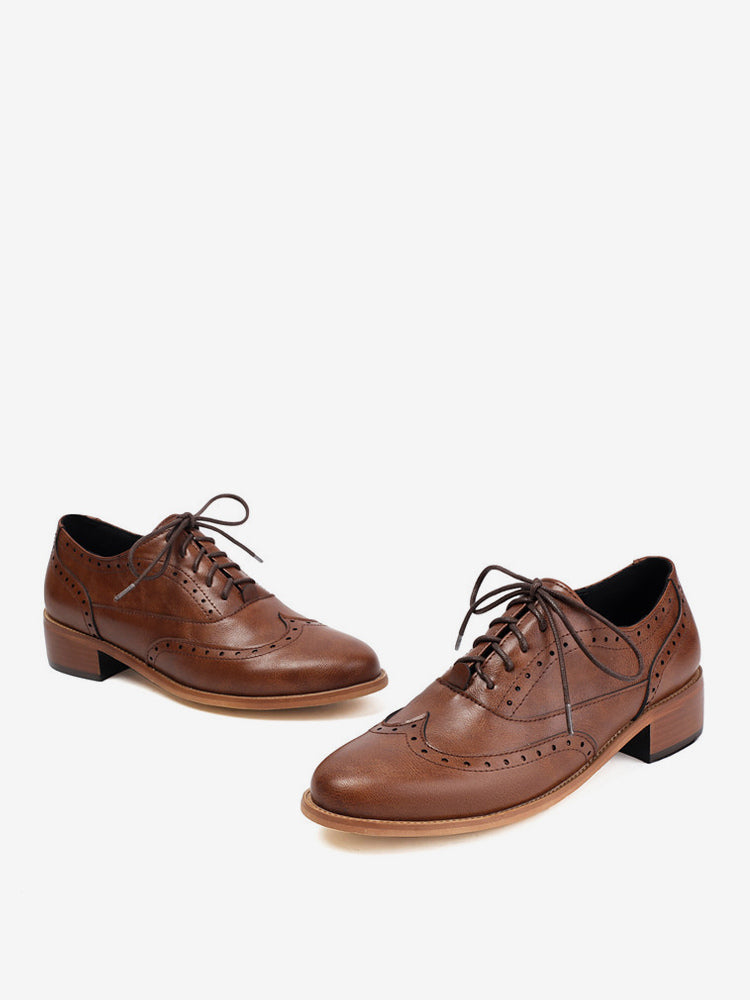 Brown Round-Toe Lace-Up Loafers — view 6