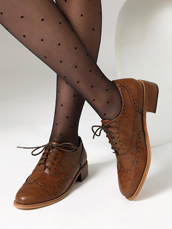 brown round toe lace up loafers — view 10