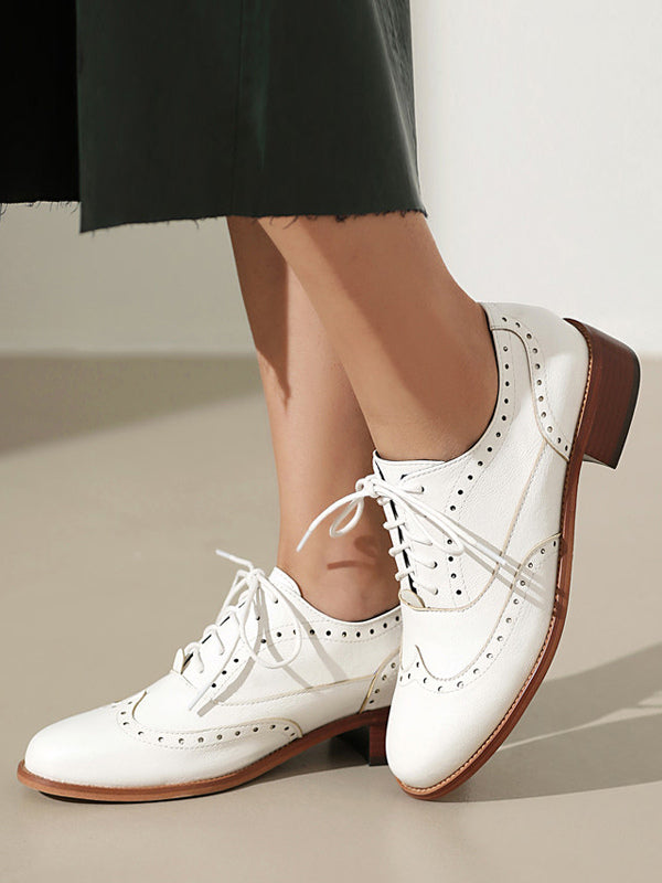 Brown Round-Toe Lace-Up Loafers — view 9