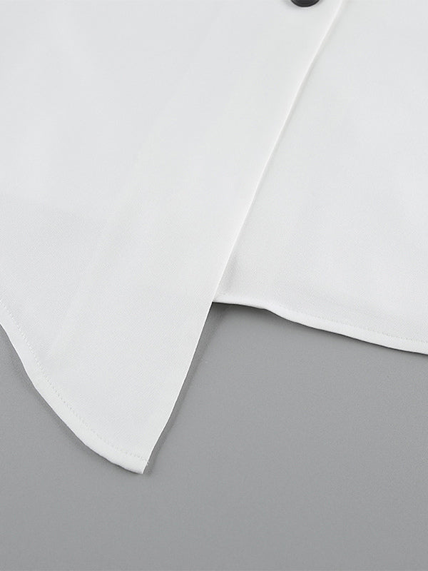 White V-Neck Wrap High-Waisted Two-Piece Set — view 19