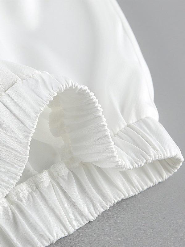 White V-Neck Wrap High-Waisted Two-Piece Set — view 18