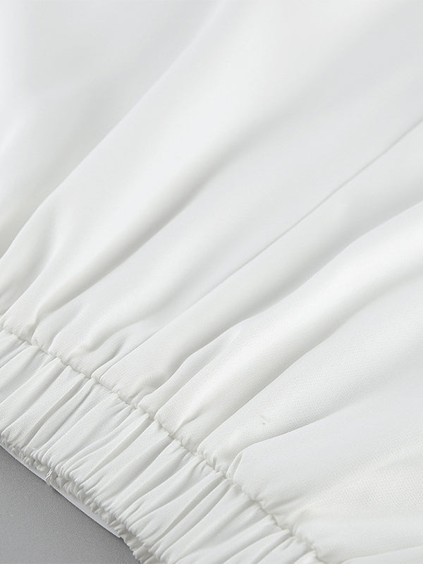 White V-Neck Wrap High-Waisted Two-Piece Set — view 17