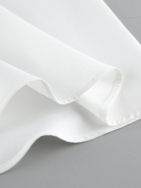 White V-Neck Wrap High-Waisted Two-Piece Set — view 16