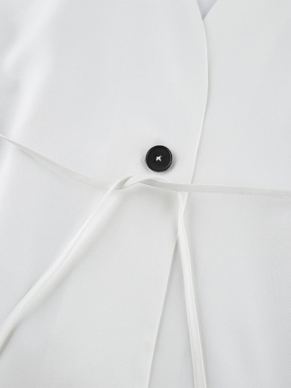 White V-Neck Wrap High-Waisted Two-Piece Set — view 12