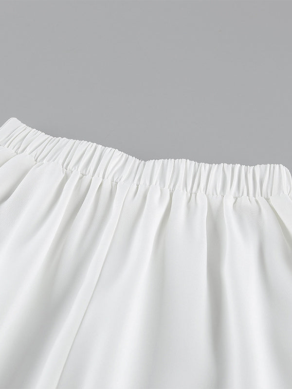 White V-Neck Wrap High-Waisted Two-Piece Set — view 11