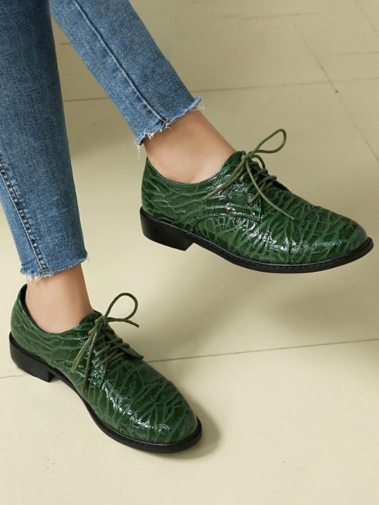 Green Round-Toe Lace-Up Loafers — view 2