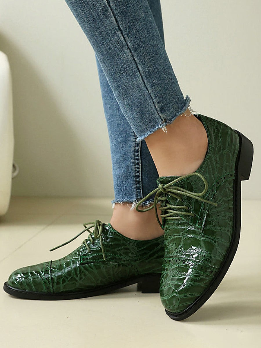 Green Round-Toe Lace-Up Loafers — view 1