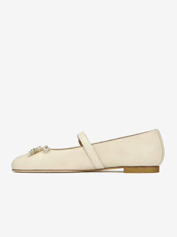 Apricot Square-Toe Bow Detail Ballet Flats — view 3