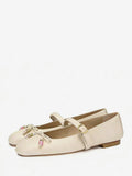 Apricot Square-Toe Bow Detail Ballet Flats — view 1