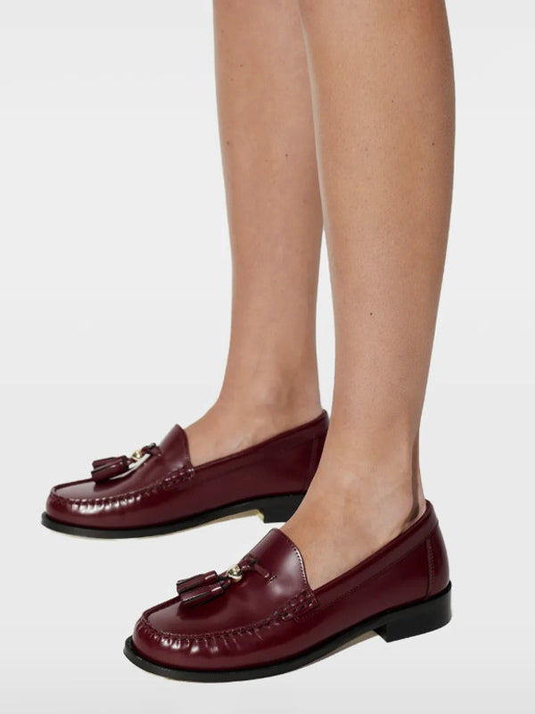 Burgundy Round-Toe Slip-On Loafers — view 4