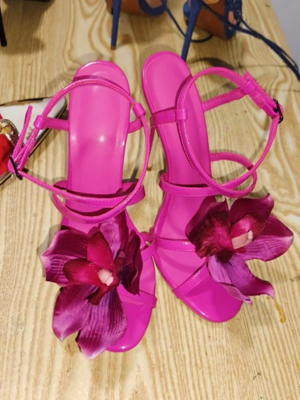 Green Open-Toe Satin Heels — view 2
