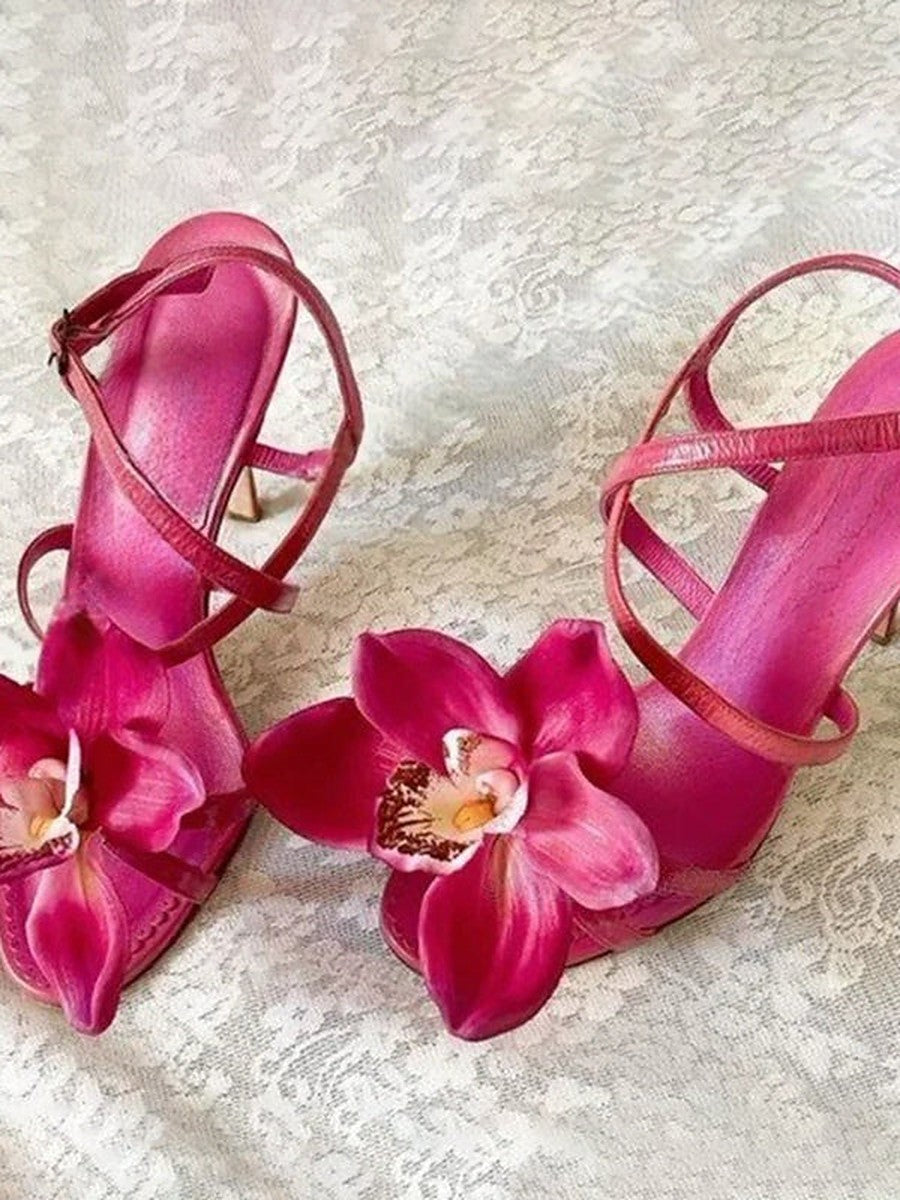 Green Open-Toe Satin Heels — view 1