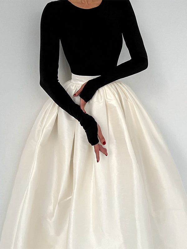 Green Pleated High-Waisted Satin Skirt — view 18