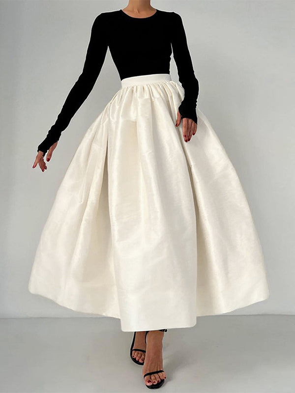 Green Pleated High-Waisted Satin Skirt — view 16